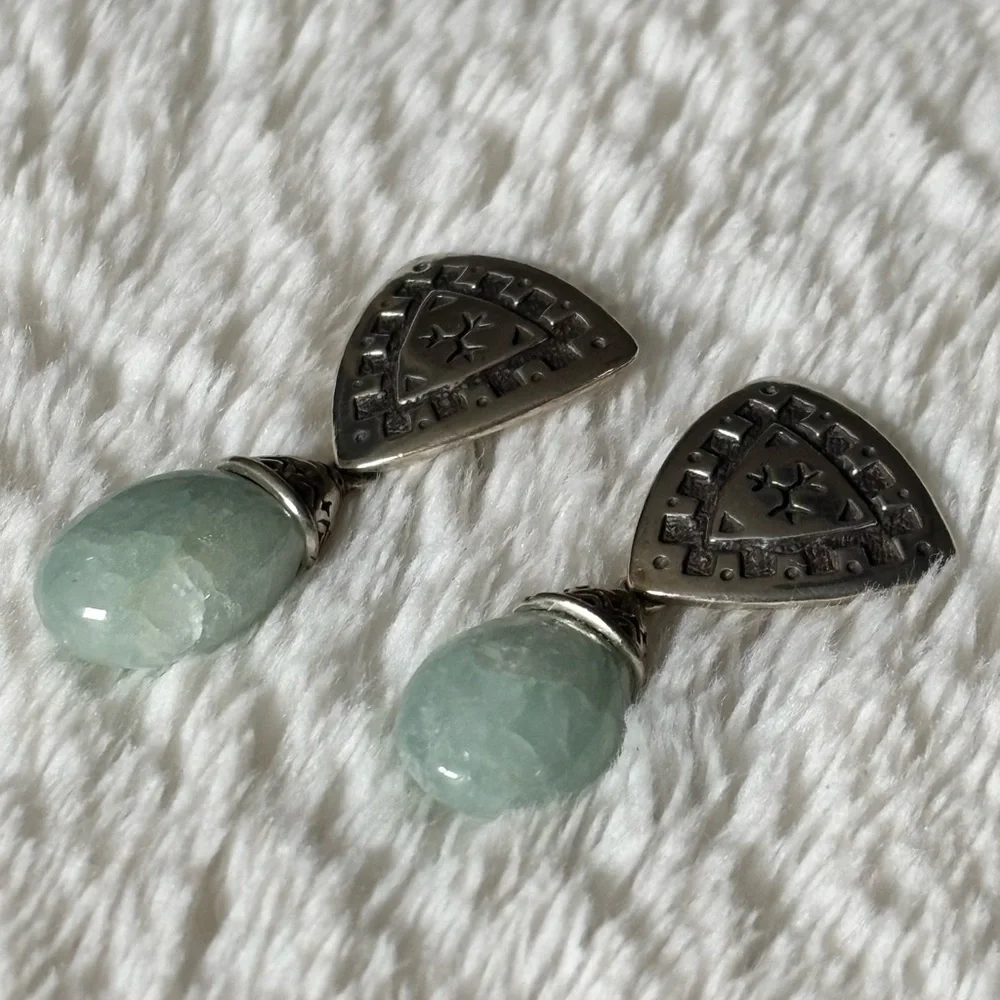 Carolyn Pollack Jade earrings made in 925 Sterling Silver. - Picture 3 of 5